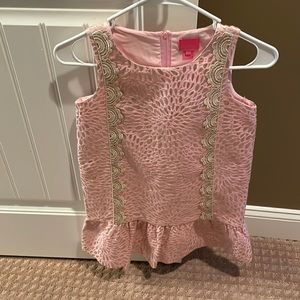 Lilly Pulitzer elegant pink and gold dress. Girl’s 10. Excellent condition.